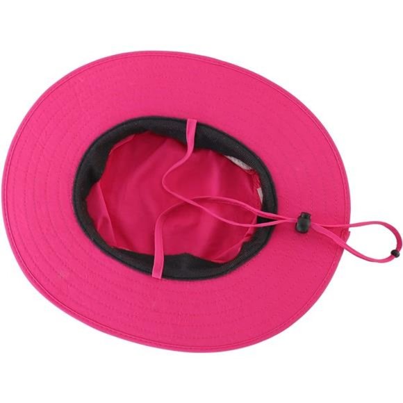 Kids Sun Protection Hat Quick Dry Adjustable Wide Brim Mesh Rose Red - Picture 7 of 7